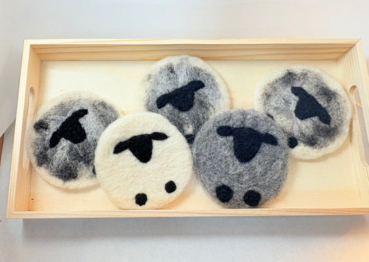 Cozy Sheep Mug Rugs | Oversized Wool Coaster - 3.5" Diameter (approx.) - Several Variations
