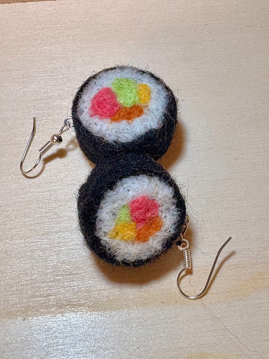 Yummy Sushi Roll Earrings | Savory and sweet - fun foodie gift - 0.75” diameter (approx.)