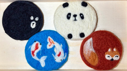 Wild & Woolie Mug Rugs | Animal-themed XL coasters - Mix and match varieties - Smile-evoking designs - 3.5” diameter (approx.)