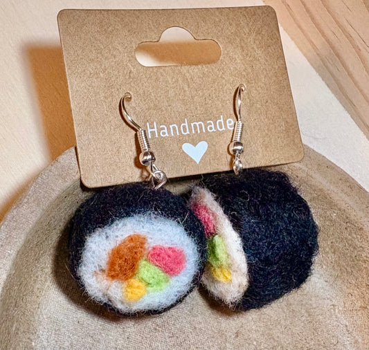 Yummy Sushi Roll Earrings | Savory and sweet - fun foodie gift - 0.75” diameter (approx.)