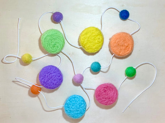 Sweet Macaron Garland | Colorful decoration - 6 macarons, 7 balls - 60” total length
